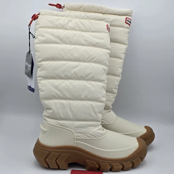 NIB NWT Hunter Intrepid Tall Rain/Snow Boots, White Willow/Gum, Women's 6 - Picture 8 of 16